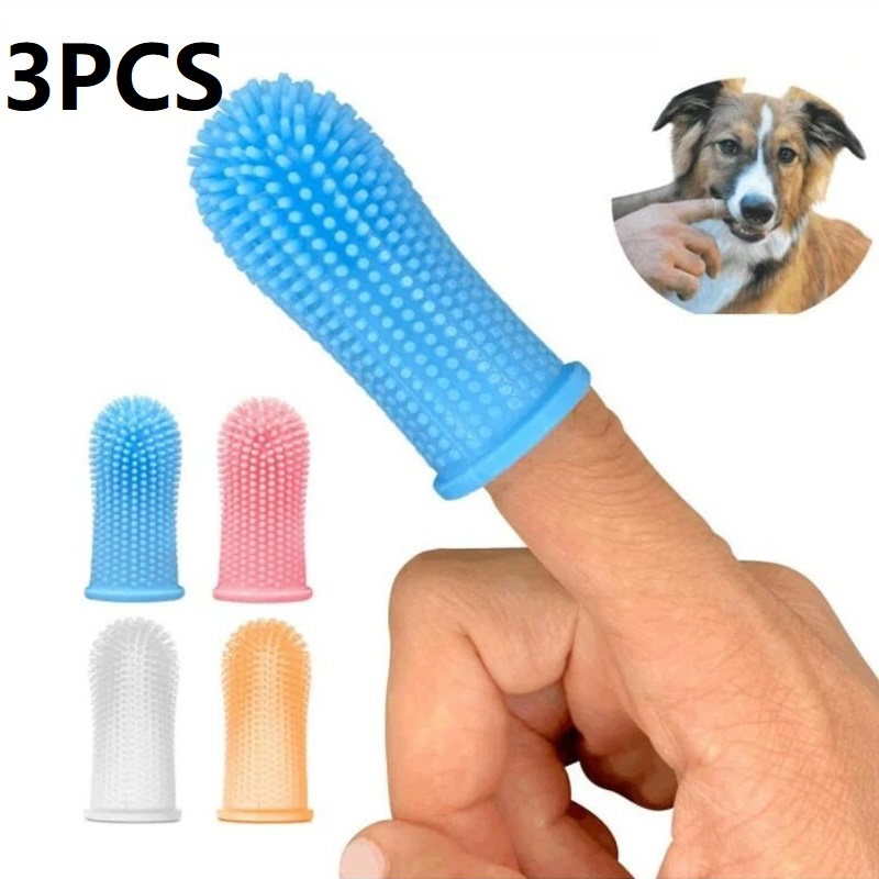 Dog Muzzle Silicone - 3PCS Zahnreinigung Hundezähne Reinigung Fingerspitzen Kleine