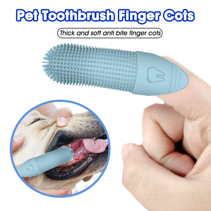 Dog Muzzle Silicone - Lebensmittelechtes Hunde- und Katzen-Fingerzahnbürsten-Set Weiches Silikon