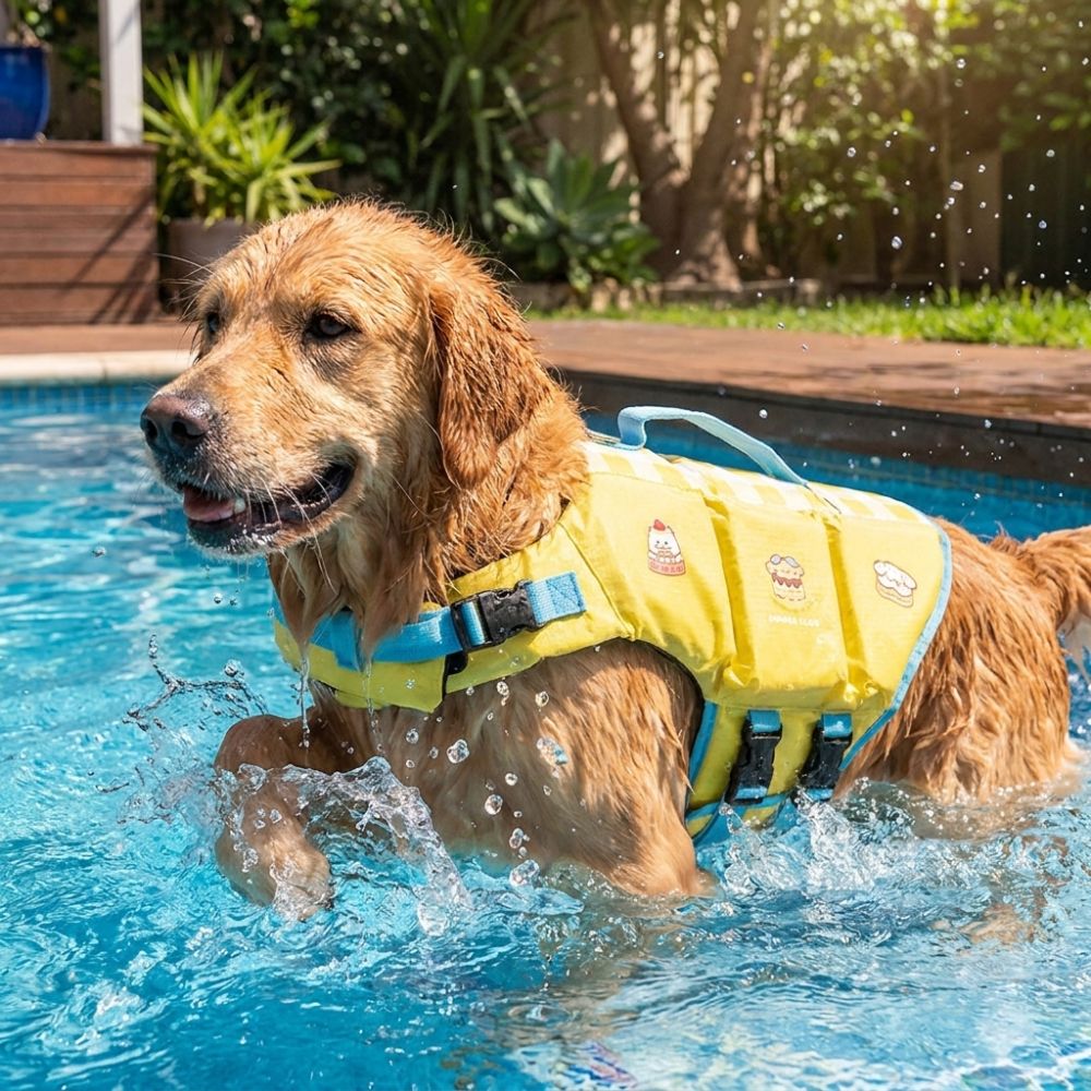 Dog Life Jacket - Wasserdichte Hunde-Schwimmweste, verstellbar, hoher Auftrieb, Hundeschwimmanzug,