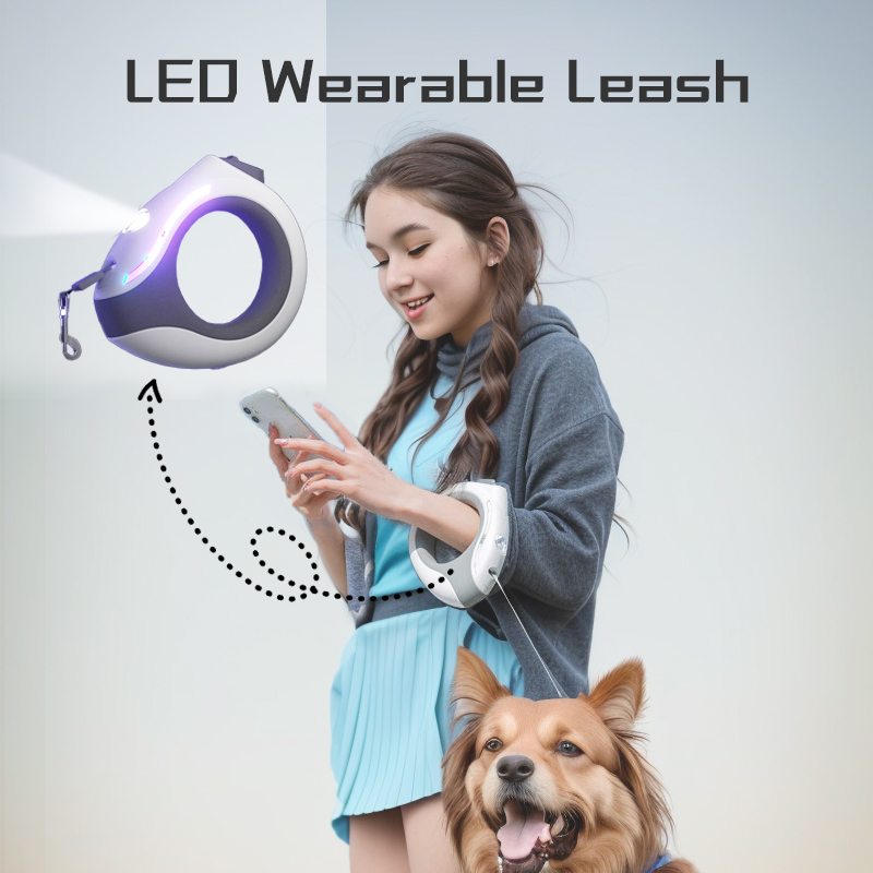 Retractable Dog Leash - LED-Haustier-Einziehleine Tragbare Berührungsdimmbare Leine Geeignet für