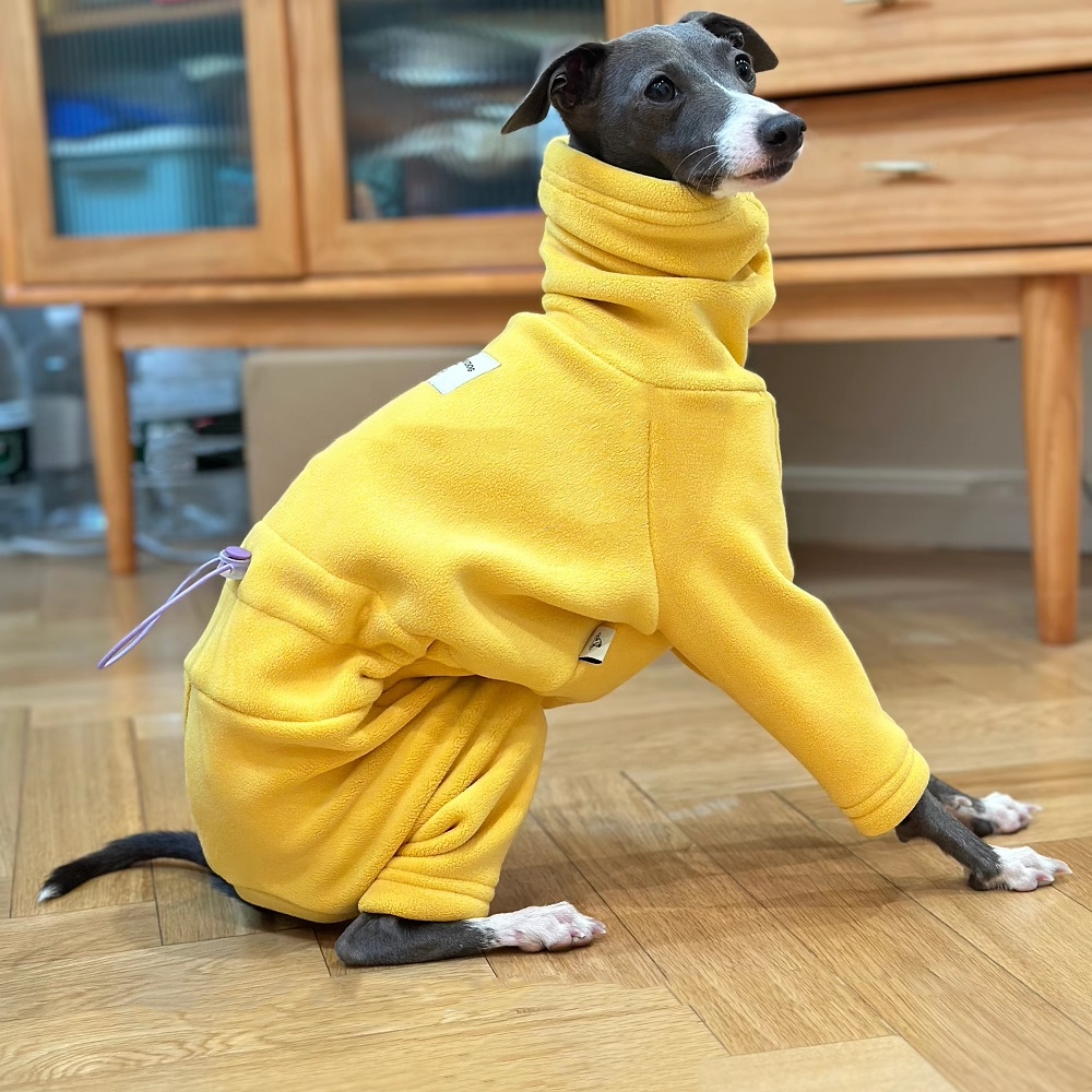 Dog Life Jacket - Warmer gelber Fleecepullover für Italien, Windhund,